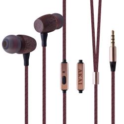 Akai Bambusz vezetékes  fülhallgató mikrofonnal (BTE-W200F)
