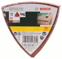Bosch 25 részes csiszolólapkészlet deltacsiszolóhoz, 40-es szemcseméret, 93 mm (2607019487)
