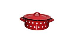 Bonyhádi pöttyös zománcozott lábas + fedő 14 cm