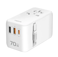 Logilink Univerzális utazó tápegység, 70 W (PD), 4x csatlakozások + kábel, tűzálló, fehér