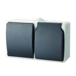 AQUATOP váltókapcsoló + dugalj,  IP54, szürke (9873H)