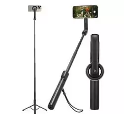 SPIGEN S580W szelfibot (tripod állvány, állítható, bluetooth távkioldó, MagSafe, 25-120cm) FEKETEAMP