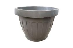 Virágtartó, hordó alakú, 50 cm, szürke műanyag (272)