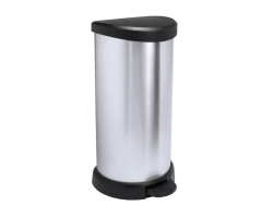 Curver fémhatású pedálos szemetes 40L fekete/ezüst (181125)