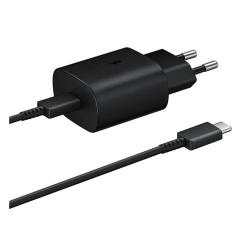Samsung hálózati töltő Type-C aljzat (25W, PD gyorstöltő 3.0 + Type-C kábel) FEKETE