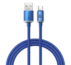 Baseus CRYSTAL SHINE adatkábel (USB - Type-C, 100W, PD gyorstöltő, 120cm, cipőfűző) SÖTÉTKÉKCAJY0004