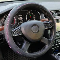 Műbőr kormányvédő 38cm fekete-pink (2394P)