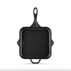 Hósse zománcozott öntöttvas grill serpenyő 28cmx28cm, fekete (HOS-KIEG-009)