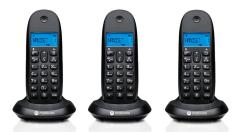 Motorola C1003CB+ DECT telefon fekete, 3db/csomag (MOT-2011-999)