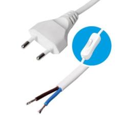 SMA hálózati csatlakozókábel kapcsolóval, 2x0,75, 2m, ónozott véggel (N 2K-2/WH)