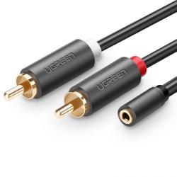 Ugreen 2x RCA kábel aljzat 3.5 mm 3m, fekete (10588)