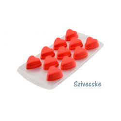 Szilikon jégkockakészítő szívecske forma (28082)