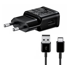 Samsung hálózati töltő USB aljzat (15W, gyorstöltő + Type-C kábel) FEKETE