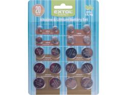 Extol Energy gombelem készlet 20 db, Lítium 3V és alkáli 1,5V (42057)