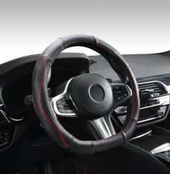 DW-5056RD "D" Valódi bőr kormányvédő szellőző lyukacsos  Piros betétes mintával