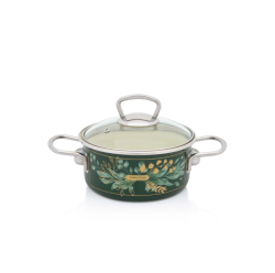 Metalac zománcozott lapos lábas üvegfedővel, 16 cm, 1,5 L (382108)