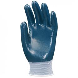 Nitril szerelőkesztyű, tenyerén és kézháton mártott, kék, 7- es
