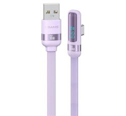 Usams US-SJ651adatkábel (USB - Type-C, 66W, gyorstöltő, 90 fokos, cipőfűző, 120cm) LILA