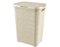 Curver Style rattan hatású szennyestartó 60L krém (189207)