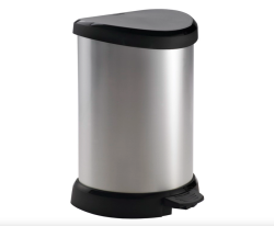 Curver fémhatású pedálos szemetes belső kosárral 15L fekete/ezüst (169795)