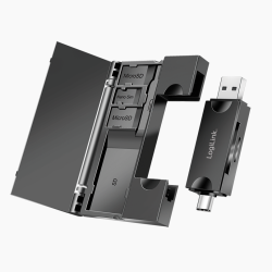 Logilink CR0049 USB 3.2 Gen1 kártyaolvasó SD- és microSD-kártyákhoz, memóriakártya-tárolóval