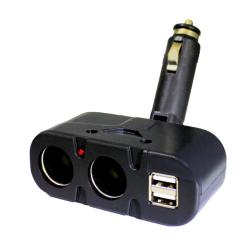 Kettes Szivargyújtó elosztó + USB AE-WF033/12-24V / BM033
