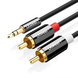 Ugreen 3.5mm mini jack/2 RCA kábel 5m, fekete (10591)