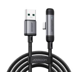 JOYROOM S-A56 ENJOYX SERIES adatkábel (USB - Type-C, 3A, gyorstöltő, 90 fokos, cipőfűző, 120cm) FEKE