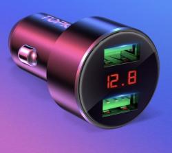 AE-W15815/ 4.8A , 12-24v, inteligens gyors töltő , dupla usb kimenet, desplay kijelző feszültségmérő