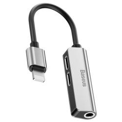 Baseus CALL52-S1 3-in-1 iP Lightning to 2x lightning + 3.5mm Audio Adapter L52 Ezüst (CALL52-S1)