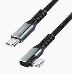 Logilink USB 3.2 Gen2 Type-C kábel, C/M 90  - C/M, 10 Gbps, 100W, 4K, fém, fekete, 2 m