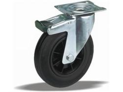 Kerék önbeálló talpas műanyag felnis fékezhető 125mm, fekete (11532)