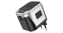HOCO AC5 World utazó univerzális adapter töltő 2x USB-A (UK/EU/US/AUS) 12W