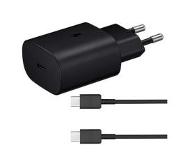 Samsung hálózati töltő Type-C aljzat (25W, PD gyorstöltő 3.0 + EP-DG980BBE Type-C kábel) FEKETE