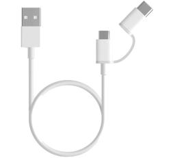 Xiaomi adatkábel USB - microUSB/Type-C (Type-C csak töltés, 30cm) FEHÉR