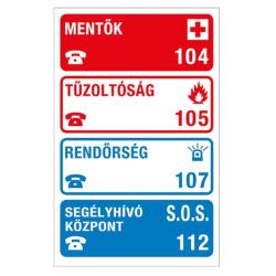 Tábla műanyag A4 Mentők,Rendőrség,Tűzoltók (3427153)