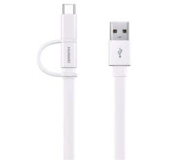 Huawei adatkábel (USB - microUSB/Type-C, lapos kábel, 150cm) FEHÉR