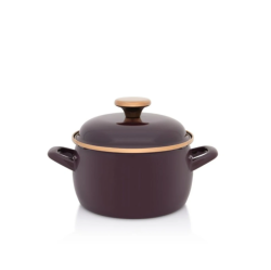 Metalac Princ zománcozott mély lábas fedővel, 16 cm, 2,2 L, bordó (387262)