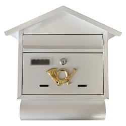 Postaláda álló újságcsővel (38x41cm) fehér, névtartóval(3490150)