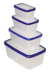 Magas műanyagdoboz szett, téglalap alapú 4 db kék (1597)