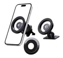 SPIGEN MFT13 autós tartó (szellőzőre, műszerfalra, öntapadó, 360°, MagSafe) FEKETE