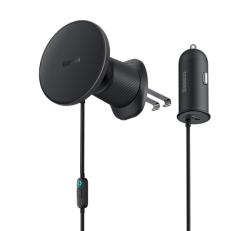 Baseus CW01 autós tartó (szellőzőre, 15W, wireless, MagSafe + autós töltő Type-C aljzat) FEKETEC4014
