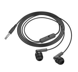 HOCO BRIGHT fülhallgató SZTEREO (3.5mm jack, mikrofon, felvevő gomb) FEKETEM121 BLACK