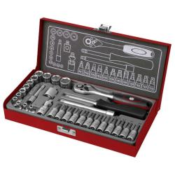 Fortum dugókulcs és bitdugófej készlet 31 db 1/4