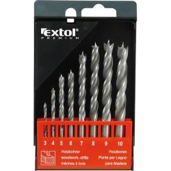 Extol Premium fafúró klt. 8 db, rövid, 3-4-5-6-7-8-9-10mm, Cr.V., normál befogás; műanyag dobozban (