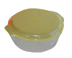 Kör alakú műanyag mikrótál tetővel 1 l sárga (192)