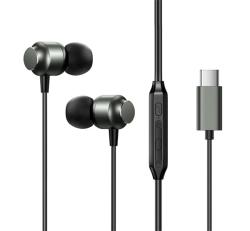 JOYROOM fülhallgató SZTEREO (Type-C, mikrofon, felvevő gomb, hangerőszabályzó) SÖTÉTSZÜRKEJR-EC06 -