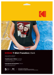 Kodak pólóra vasalható hőtranszfer fotópapír, sötét színű pólókhoz, A4, 5db (KO-3510553)