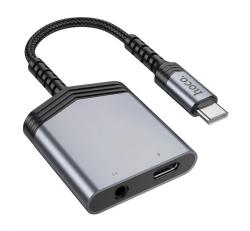 HOCO LS39 audió adapter és töltőkábel (elosztó, Type-C+3.5mm jack aljzat - Type-C, 27W, 15cm) VILÁGO