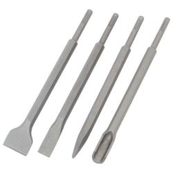 Extol betonvéső klt. 4db, SDS PLUS; 250mm hosszú, hegyes, lapos 25mm, lapos 45mm, horony (23945)